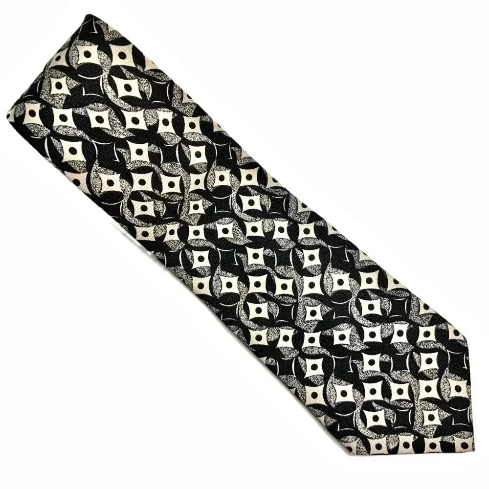 CRICKETEER Black/Cream Abstract Silk Tie